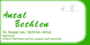 antal bethlen business card